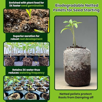 Gro-Med Organic Coco Coir Seed Starter Pellets NPK Enriched 100 Pcs, 35mm Perfect to Grow Herbs, Vegetables, Flowers Seedling, Compressed Coconut Coir Soil Plugs for Seed Germination - OMRI - size: 100 Pack - NPK Enriched Seed Starter Pellets