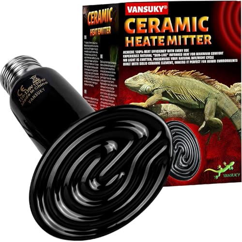 100W Ceramic Heat Emitter for Reptiles, Amphibians, Dogs, Cats, and etc - No Light Infrared Heat Lamp for Terrariums and Vivariums