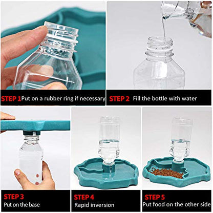 Automatic Reptile Feeder Reptile Food and Water Dish Bowl Bottle Tortoise Turtle Water Dispenser for Bearded Dragon Gecko Lizard (Blue) - color: Blue