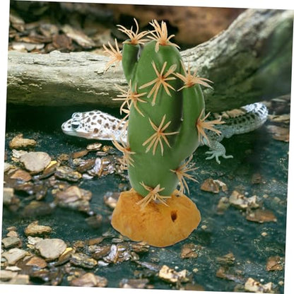 COLLBATH Faux Cactus Reptile Decor Plastic Resin Simulated Plant for Terrarium and Aquarium Safe Lizard Tank Accessory Vibrant Natural Look for Amphibian Habitat