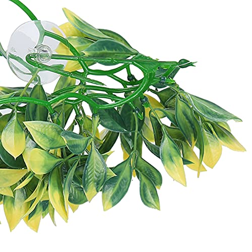 Artificial Reptile Plants Lifelike Plastic Plant Hanging Leaves Decoration with Suction Cup for Reptile Terrarium Fish Tank (T-153E2) - size: T-153E2