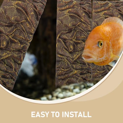 NUOBESTY Reptile Tank Background Board Waterproof 3D Aquarium Decorative Bark Effect Panel Corrosion Resistant for Terrarium Habitat and Fish Tank Decoration