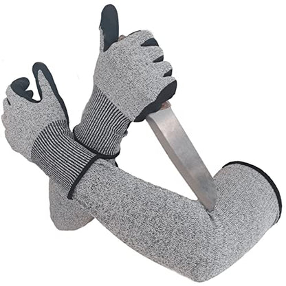 Cut Resistant Nitrile Gloves and Sleeves with EN388 Level 5 Protection - color: Grey