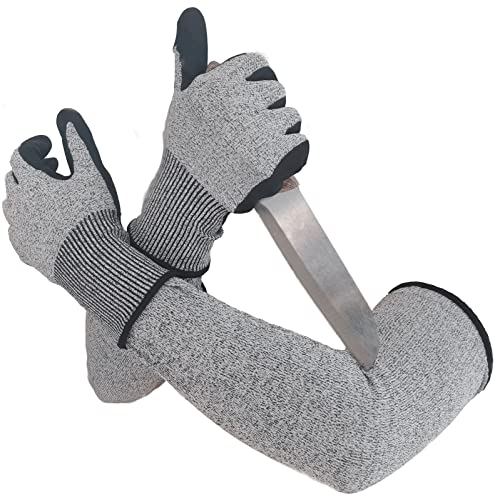 Cut Resistant Nitrile Gloves and Sleeves with EN388 Level 5 Protection - color: Grey