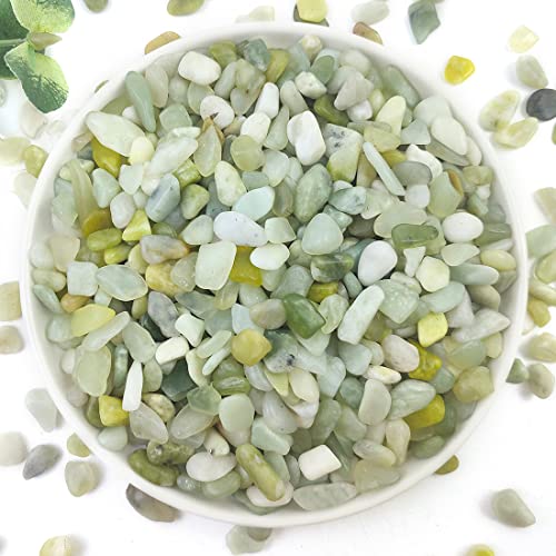 YISZM 5LB Succulent and Cactus Jade Pebbles, 3/8 Inch Natural Decorative Polished Stones, River Rocks for Indoor Plants, Vases, Planters and Outdoor Gardening - color: Jade, size: 5 Pounds