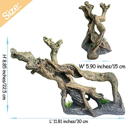 Resin Reptile Driftwood Decoration Bearded Dragon Branch Lizard Climb Habitat Decor Hanging Jungle Vines Reptiles Tank Accessories for Chameleon Snake Gecko Spider Fish Tree Frog