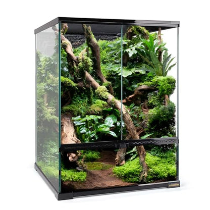 30 Gallon Tall Reptile Glass Tank Terrarium 18"x18"x24" Large Habitat Enclosure for Gecko,Lizard,Chameleon,Frog,Snake,No Install Needed and Come with Tank Background - size: 18*18*24inch