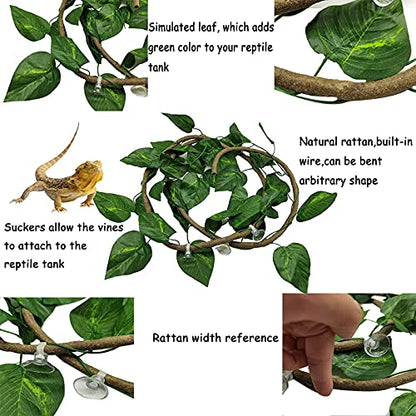 Hamiledyi Reptile Moss Cave Hide,Crested Gecko Habitat Hammock Green Moss Accessories Plastic Terrarium Plant Vines for Small Bearded-Dragon,Snakes,Chameleon Climbing Hibernation Sleeping