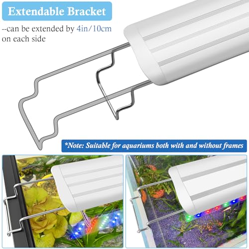 HITOP 24-32in Plant Growth Aquarium LED Light with Timer, Full Spectrum Auto 24/7 Lighting Cycle& 10-Level Brightness Adjustment, Fish Tank Light with Extendable Brackets - style: 24-32in