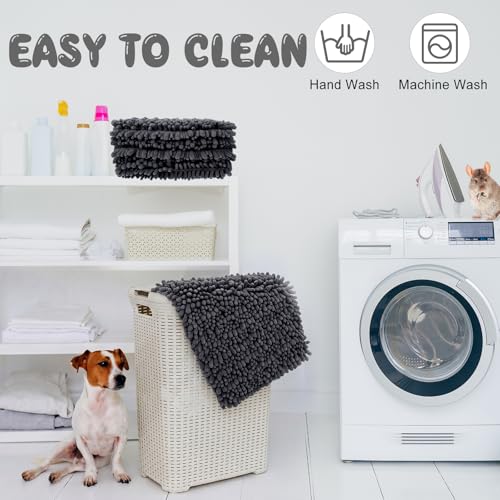 Amylove 4 Pcs Guinea Pig Cage Liner 12 x 12 Inch Washable Shaggy Chenille Pee Pads Pet Dog Cat Bedding Training Mat Reusable for Small Animals Puppy Bunny Hamster Chinchilla - color: Dark Gray, size: 12 x 12 Inch, style: Shaggy Chenille