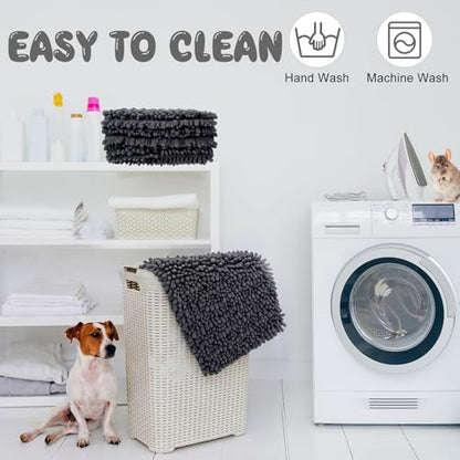 Amylove 4 Pcs Guinea Pig Cage Liner 12 x 12 Inch Washable Shaggy Chenille Pee Pads Pet Dog Cat Bedding Training Mat Reusable for Small Animals Puppy Bunny Hamster Chinchilla - color: Dark Gray, size: 12 x 12 Inch, style: Shaggy Chenille