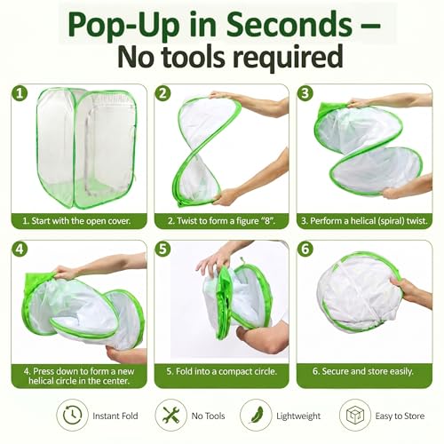 Pop Up Plant Tent, Zippered Mesh Grow Cage for Garden Pest Protection, Durable Reusable Plant Cover for Vegetables Fruits Flowers Against Birds & Insects for Outdoor Indoor Plants(24 x 24 x 36 Inches) - size: 24" x 24" x 36"