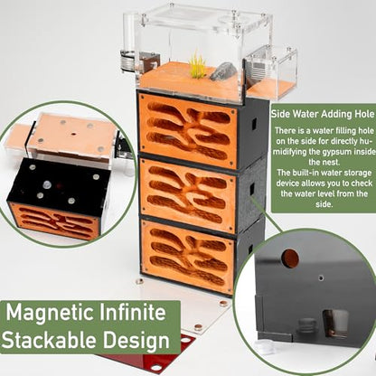 Terra Core StackTower Ant Nest with Starter Kit 5.9 x 3.54 x 7.28 in - size: Terra Core Series-StackTower