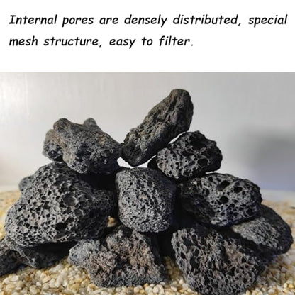 Tfwadmx 10 Pack Aquarium Black Lava Rock Fish Tank Volcanic Pumice Stones for Betta Fish Shrimp (1.96''-3.14'') - color: Black, size: L:2''-3.2''