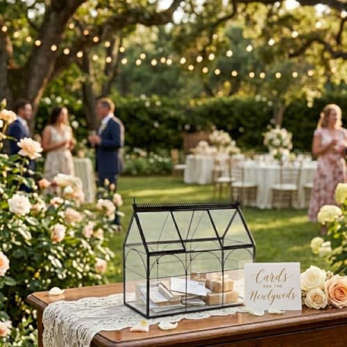 D'Eco Glass Greenhouse Centerpiece (10x4.5x9) - Spring Home Decor & Wedding Letterbox - Tabletop Geometric Planter Terrarium - Fill with Succulents, Moss, Flowers for Plant Lovers - size: Greenhouse