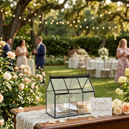 D'Eco Glass Greenhouse Centerpiece (10x4.5x9) - Spring Home Decor & Wedding Letterbox - Tabletop Geometric Planter Terrarium - Fill with Succulents, Moss, Flowers for Plant Lovers - size: Greenhouse
