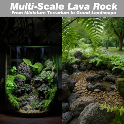Black Lava Rocks 5lb Natural Volcanic Stone for Aquarium Fire Pit Succulent Planters Bonsai Garden Landscaping Decor,3 Pcs 4-6 inches - size: 5LB(3pcs)4-6in.