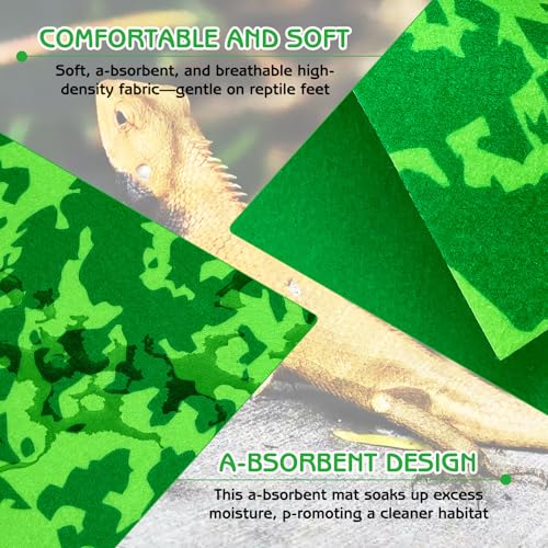Tfwadmx 4 Pcs Reptile Carpet 39’’ x 20’’ Terrarium Floor Liner Reptiles Cage Mat Reptile Substrate Floor Tank Accessories for Leopard Gecko Lizard Bearded Dragon Tortoise Snake