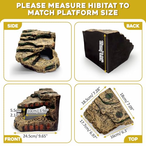 GOZILLA Reptile Accessories for Tank, Basking Platform Hideout, Bearded Dragon Hide and Cave Decor for Turtle,Snake and Lizard.(Brown Cave-L)