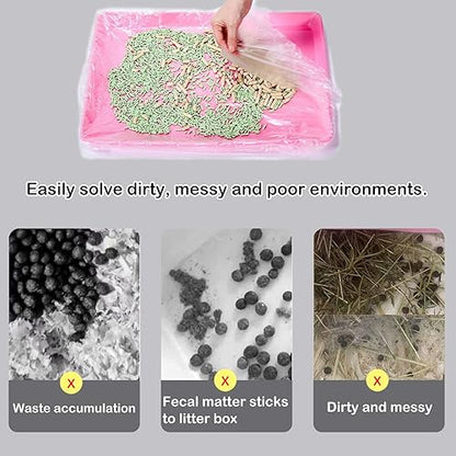 Disposable Small Animal Cage Liners, Rabbit Litter Box Lines Pet Tray Liner Bags Guinea Pig Cage Toilet Plastic Film for Bird Hamster Chinchilla Hedgehog (50 PCS, 23'') - style: 50 PCS, 23''
