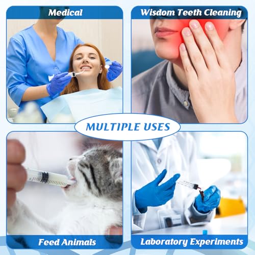 Wisdom Teeth Syringe, 12ml with Curved Tip & Measurement, Sterile Individually Package Dental Irrigation Syringe for Oral Dental Care, Tonsil Stones Removing, Lab, Liquid, Feeding (10 Pack) - style: Curved Tip 10 Pack