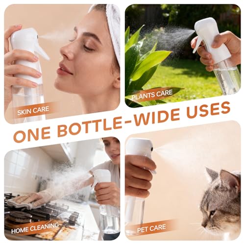 AMOMELA 2Pcs Continuous Spray Bottle For Hair,Ultra Fine Refillable Water Mister for Hair Styling, Plants, Cleaning, Salon, Misting & Skin Care（200ml/6.8oz Clear） (200ML 2PACK) - size: 6.8 Ounces
