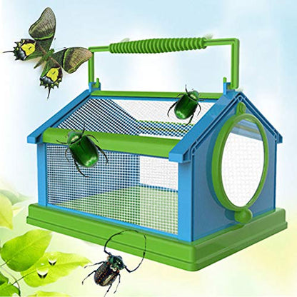 Insect Critter Keeper with Handle Easy to Observe Portable Plastic Reptile Terrarium for Bugs Lizards Frogs Insect Cage