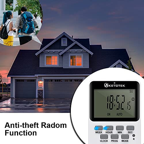 Digital Plug-in Timer Outlet Socket 20 on/Off Programmable Timer Switch 24 Hours 7 Days Programs and Countdown Energy Saving Timing Plug Socket (15A 1725W 115VAC)