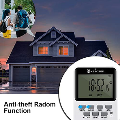Digital Plug-in Timer Outlet Socket 20 on/Off Programmable Timer Switch 24 Hours 7 Days Programs and Countdown Energy Saving Timing Plug Socket (15A 1725W 115VAC)