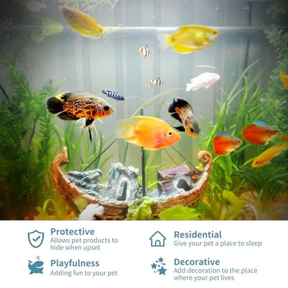 Hide Cave Aquarium Decorations - Premium Resin Hideout for Reptiles & Amphibians, Fish Hiding Spot with Realistic Moss Rock Look,Aquarium Terrarium Decor