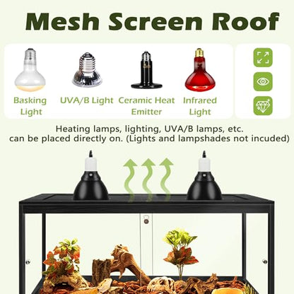 PROLEE Reptile Tank, 82 Gallon Beard Dragon Tank, Tempered Glass Reptile Encloure and Snake Tank with Locking Design for Lizard,Gecko,Chameleon (48"X19.5"X19.5",Black) - color: Black, size: 82 Gallon (48x19.5x19.5 Inch)