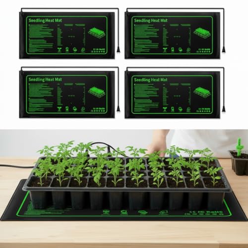 4 Pack Seedling Heat Mat for Plants Seed Starting, Waterproof 10"x 20" Warming Mat Plant Heating Pad for Seed Germination, Indoor Growing, Hydroponic, Greenhouse - size: 10×20"-4P