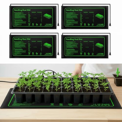 4 Pack Seedling Heat Mat for Plants Seed Starting, Waterproof 10"x 20" Warming Mat Plant Heating Pad for Seed Germination, Indoor Growing, Hydroponic, Greenhouse - size: 10×20"-4P
