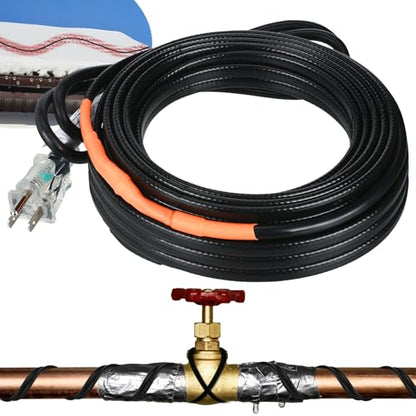 Kingdder 18 Ft (6FT~48FT) Heat Tape for Water Pipes Thermostat Self Regulating Heating Cable with Power Indicator Plug Built-in, Heavy Duty Heating Cable for Pipe Freeze Protection, 120V 8W/ft - size: 18 Ft
