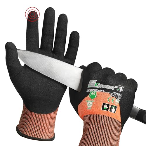 Schwer ANSI A6 Cut Resistant Gloves, CR3709 Cut Proof Work Gloves, Touch-screen Cutting Gloves, 3/4 Dipped Coating for Woodworking, Glass Metal Cutting, Construction, Fishing, M,1 pair - size: Medium, style: 1 Pair