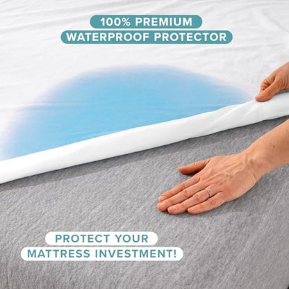 Bare Home Queen Size Mattress Protector - 100% Waterproof & Breathable - Premium Cooling Mattress Cover - Protects Against Spills - Vinyl Free Noiseless - Protect Your Mattress (Queen, White) - color: White, size: Queen