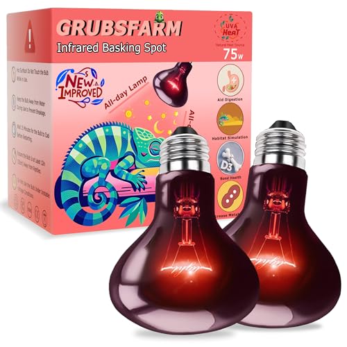 75W Infrared Red Basking Spot Light Bulb – Promotes Growth & Vitality, Heat Lamp for Reptiles & Amphibians, Bearded Dragons, Turtles, Snakes & Chicks, Terrarium & Brooder Heater - color: Red Infrared, size: 75W-3.15″