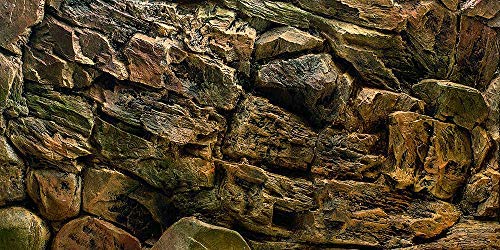 Rock Wall Aquarium Background Poster PVC Fish Tank Decor Landscape 24 36 48 72 (48" x 16"/ 122 x 41cm) - size: 48" x 16"/ 122 x 41cm