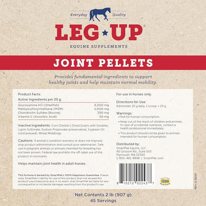 SmartEquine Leg Up Joint Pellets, 2 lb, 45 Servings | Joint Support Supplement for Horses | Glucosamine Chondroitin Sulfate and Antioxidant with No Added Sugar | Light Work Horses