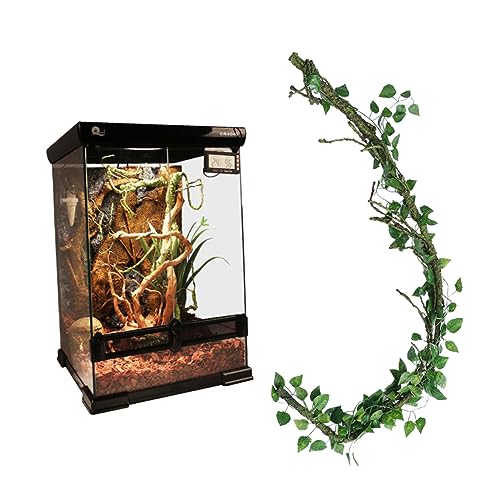 FOMIYES 3pc Bendable Jungle Vines for Reptiles Artificial Leaf Habitat Decor Suction Cups for Lizards Frogs Snakes More Flexible Rattan Strip Design for Custom Aquarium Setup