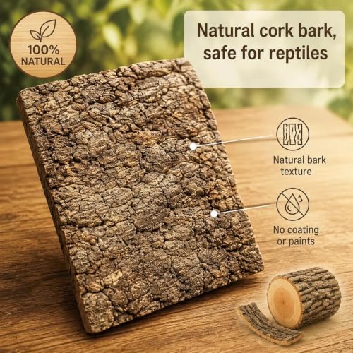 5 Pack Reptile Cork Bark Bulk Reptile 3.93x7.87inch Bark Bedding Natural Flat Cork Wood Pieces Terrarium Substrate Tank Supplies for Bearded Dragon Snake Spiders Hermit Crabs Geckos Tortoise Reptiles