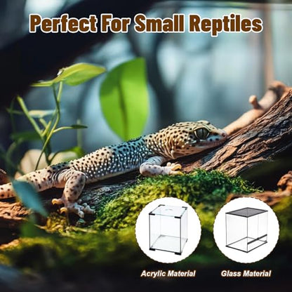 Plastic Hollow Hideout with 2Pcs Powerful Suction Cup, Reptile Hide, Reptile Tank Accessories for Bearded Dragons, Crested Geckos, Frogs, Hermit Crabs, Lizards & Snakes, Terrarium Decor