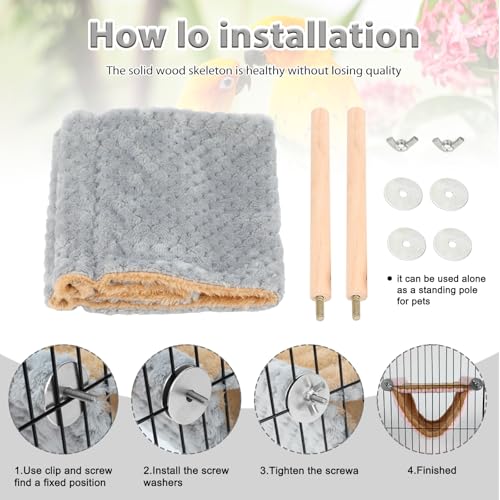 BWOGUE Winter Warm Bird Nest Bed Hanging Hammock Snuggle Hut Parrot House Tent Toy Bird Cage Perch for Parakeet Budgies Cockatiels Lovebird Cockatoo Finch Hamster Chinchilla Guinea Pig - color: Light Gray, size: Medium (9"x7.2")