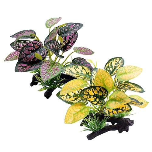 M2cbridge Artificial Fish Tank Plants Aquarium Plastic Plant Aquatic Water Grass Foreground Decor (2PCS Plastic Plants) - color: 2pcs Plastic Plants