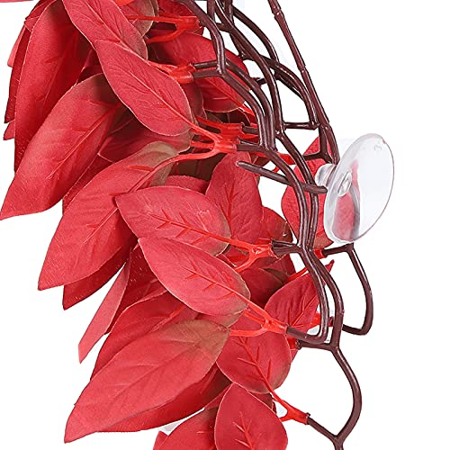 BORDSTRACT Artificial Reptile Plant, Lifelike Plastic Hanging Leaves Decoration with Suction Cup for Terrarium Fish and Reptile Habitats (T-1033A4) - size: T-1033A4