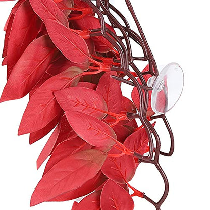 BORDSTRACT Artificial Reptile Plant, Lifelike Plastic Hanging Leaves Decoration with Suction Cup for Terrarium Fish and Reptile Habitats (T-1033A4) - size: T-1033A4