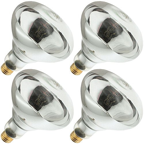 250R40/1, 250 Watt, 120 Volt, R40 Glass Size, 5000 Hour Life, Medium Screw (E26) Base,Infrared Reflector Heat Lamp Light Bulb (4 Bulbs)