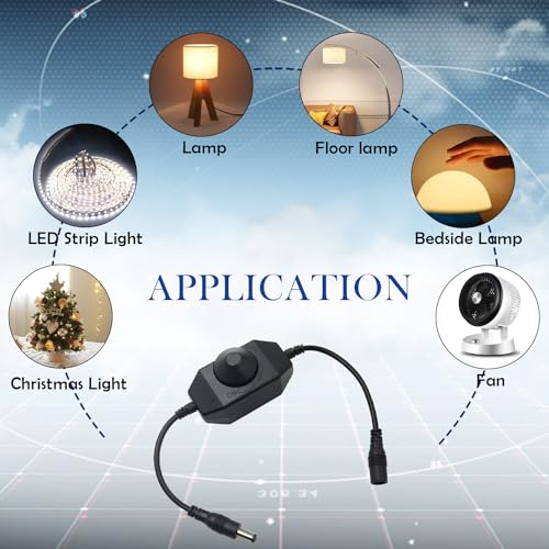 2PCS LED Strip Light Dimmer Switch Cable with Power Jack Adapter Connectors(2 x Male + 2 x Female) 5.5mm x 2.1mm DC 12V-24V LED Tape Dimmer Controller for LED String Lights - color: 2PCS Dimmer Switch