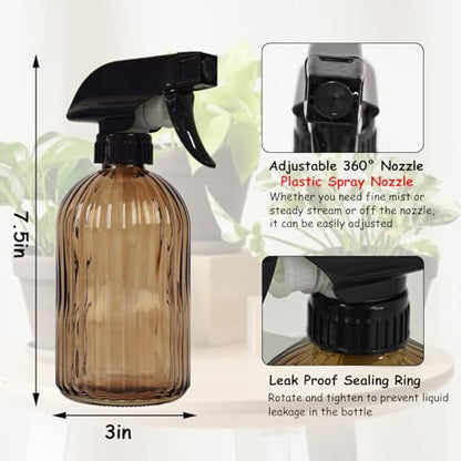 YYTSGG Glass Plant Mister Bottle, 13.5oz Refillable Water Spray Bottle with Adjustable Mist Nozzle for Indoor Flowers, Outdoor Gardening, Cleaning, Hair and Pets Care (Brown) - color: Brown