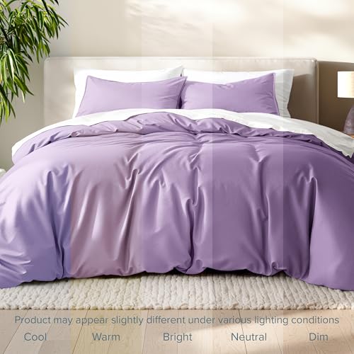 Bare Home Bedding Duvet Cover Extra Long Size - Premium 1800 Super Soft - Lightweight, Cooling Duvet Cover - Soft Breathable Bedding (Twin/Twin XL, Lavender) - color: 25 - Lavender (No Comforter), size: Twin/Twin XL